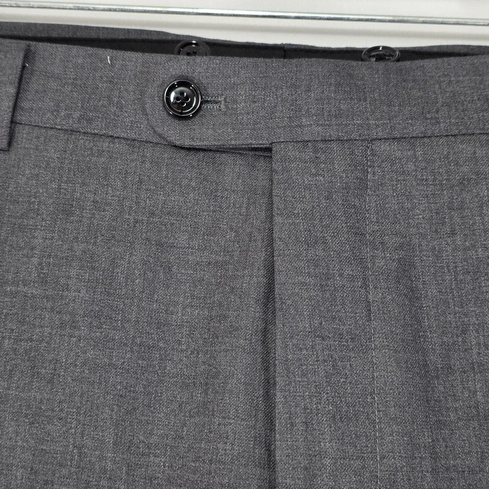 Indochino Men's Dress Pant Trousers Flat Front Gray Soft Wool Cashmere 40x33